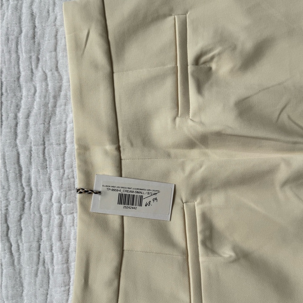 Ellison Wide Leg High Rise Cream Pants - Picture 4 of 5